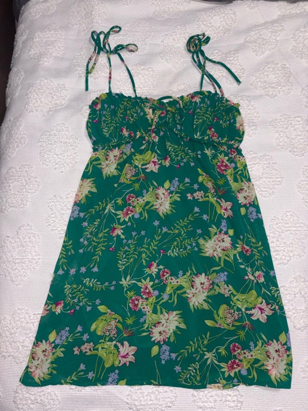 Teal Floral Strap Dress
